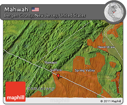 Satellite 3D Map of Mahwah