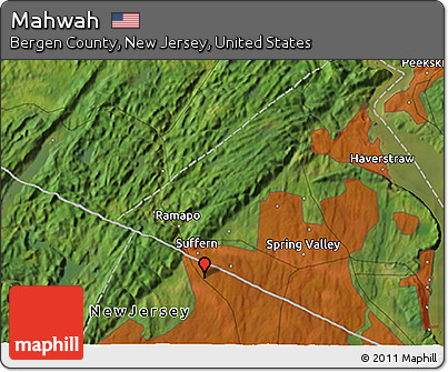Satellite 3D Map of Mahwah