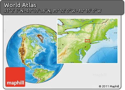 Physical Location Map of the Area around 41° 16' 52" N, 74° 43' 29" W