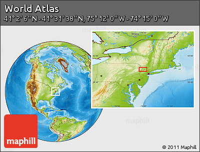 Physical Location Map of the Area around 41° 16' 52" N, 74° 43' 29" W