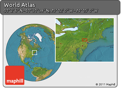 Satellite Location Map of the Area around 41° 16' 52" N, 74° 43' 29" W