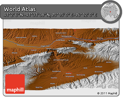 Physical 3D Map of the Area around 41° 16' 52" N, 75° 43' 29" E