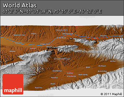 Physical 3D Map of the Area around 41° 16' 52" N, 75° 43' 29" E