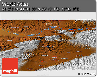 Physical 3D Map of the Area around 41° 16' 52" N, 75° 43' 29" E
