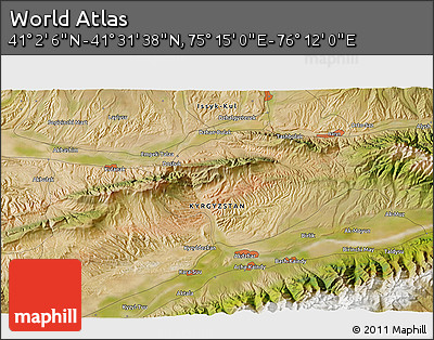 Satellite 3D Map of the Area around 41° 16' 52" N, 75° 43' 29" E