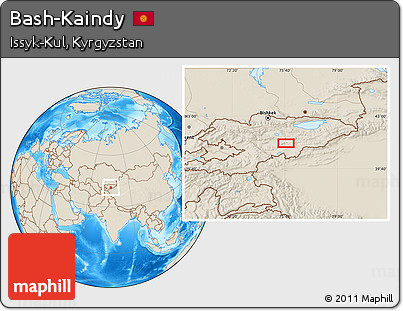 Shaded Relief Location Map of Bash-Kaindy