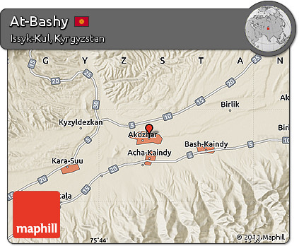 Shaded Relief Map of At-Bashy