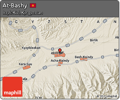 Shaded Relief Map of At-Bashy