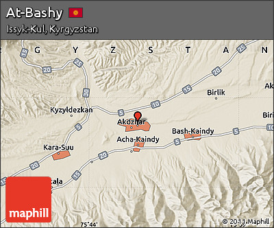 Shaded Relief Map of At-Bashy