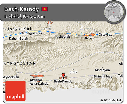 Shaded Relief Panoramic Map of Bash-Kaindy