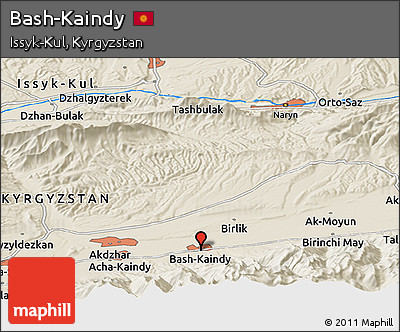 Shaded Relief Panoramic Map of Bash-Kaindy