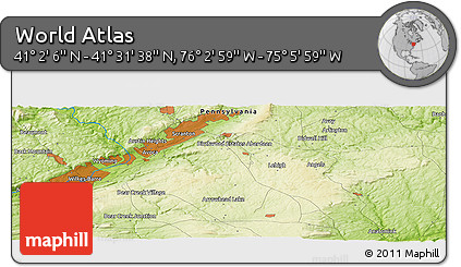 Physical Panoramic Map of the Area around 41° 16' 52" N, 75° 34' 29" W