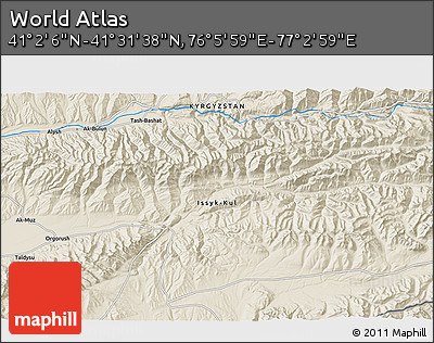 Shaded Relief 3D Map of the Area around 41° 16' 52" N, 76° 34' 29" E