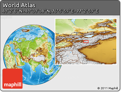 Physical Location Map of the Area around 41° 16' 52" N, 76° 34' 29" E