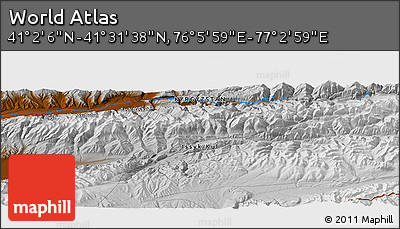 Physical Panoramic Map of the Area around 41° 16' 52" N, 76° 34' 29" E