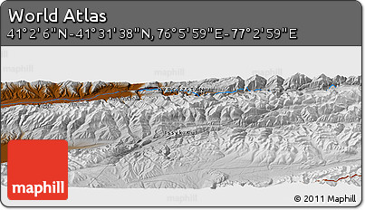 Physical Panoramic Map of the Area around 41° 16' 52" N, 76° 34' 29" E