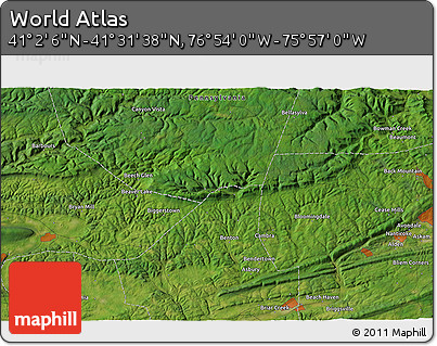 Satellite 3D Map of the Area around 41° 16' 52" N, 76° 25' 30" W