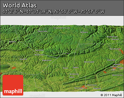 Satellite 3D Map of the Area around 41° 16' 52" N, 76° 25' 30" W