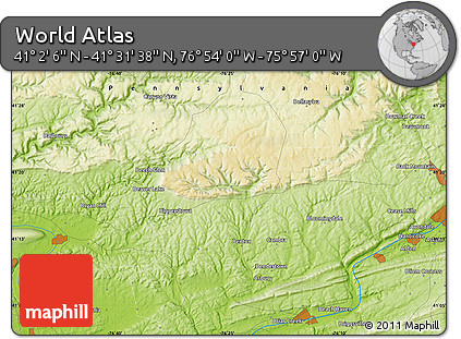 Physical Map of the Area around 41° 16' 52" N, 76° 25' 30" W