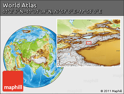 Physical Location Map of the Area around 41° 16' 52" N, 77° 25' 30" E
