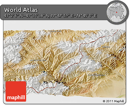 Satellite 3D Map of the Area around 41° 16' 52" N, 78° 16' 30" E