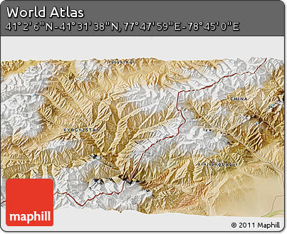 Satellite 3D Map of the Area around 41° 16' 52" N, 78° 16' 30" E