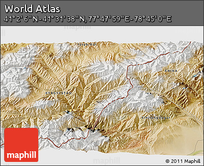 Satellite 3D Map of the Area around 41° 16' 52" N, 78° 16' 30" E
