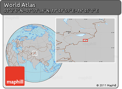Gray Location Map of the Area around 41° 16' 52" N, 78° 16' 30" E