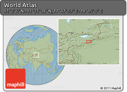 Savanna Style Location Map of the Area around 41° 16' 52" N, 78° 16' 30" E, hill shading