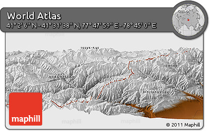 Physical Panoramic Map of the Area around 41° 16' 52" N, 78° 16' 30" E
