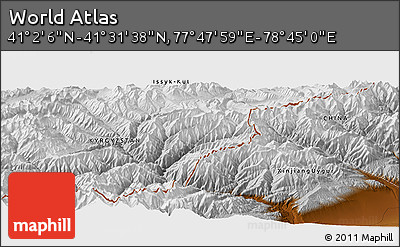 Physical Panoramic Map of the Area around 41° 16' 52" N, 78° 16' 30" E