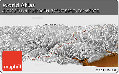 Physical Panoramic Map of the Area around 41° 16' 52" N, 78° 16' 30" E