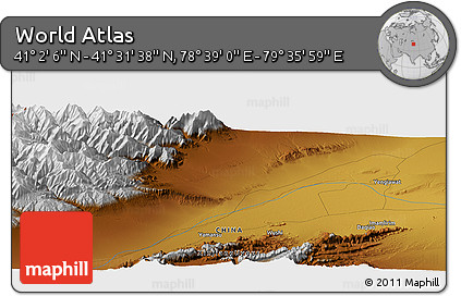 Physical Panoramic Map of the Area around 41° 16' 52" N, 79° 7' 30" E