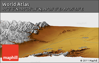 Physical Panoramic Map of the Area around 41° 16' 52" N, 79° 7' 30" E