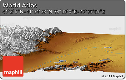 Physical Panoramic Map of the Area around 41° 16' 52" N, 79° 7' 30" E