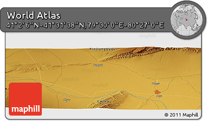 Physical Panoramic Map of the Area around 41° 16' 52" N, 79° 58' 29" E