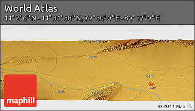 Physical Panoramic Map of the Area around 41° 16' 52" N, 79° 58' 29" E