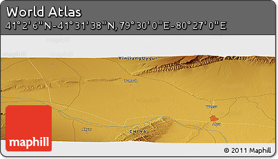 Physical Panoramic Map of the Area around 41° 16' 52" N, 79° 58' 29" E