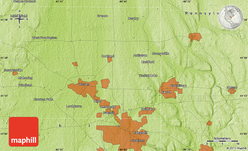 Physical Map of Orangeville