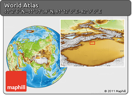 Physical Location Map of the Area around 41° 16' 52" N, 81° 40' 30" E