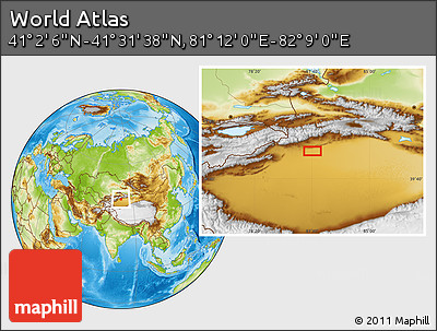 Physical Location Map of the Area around 41° 16' 52" N, 81° 40' 30" E