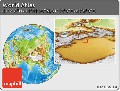 Physical Location Map of the Area around 41° 16' 52" N, 81° 40' 30" E