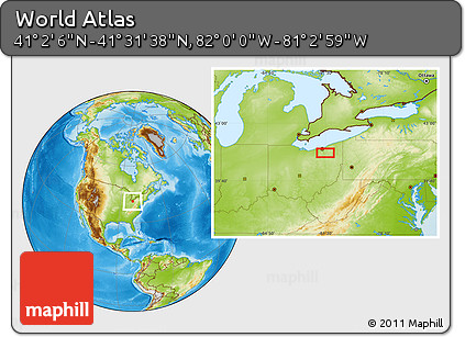 Physical Location Map of the Area around 41° 16' 52" N, 81° 31' 30" W