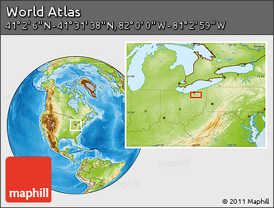 Physical Location Map of the Area around 41° 16' 52" N, 81° 31' 30" W