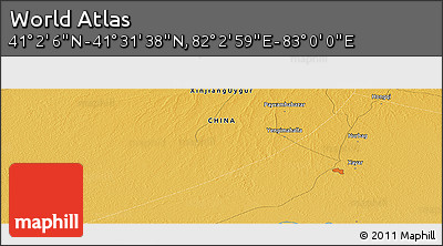 Physical Panoramic Map of the Area around 41° 16' 52" N, 82° 31' 30" E