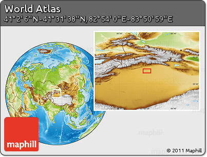 Physical Location Map of the Area around 41° 16' 52" N, 83° 22' 30" E