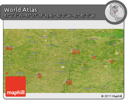 Satellite 3D Map of the Area around 41° 16' 52" N, 83° 13' 29" W
