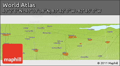 Physical Panoramic Map of the Area around 41° 16' 52" N, 83° 13' 29" W