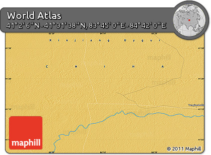 Physical Map of the Area around 41° 16' 52" N, 84° 13' 29" E