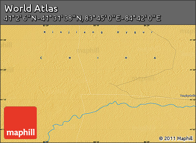 Physical Map of the Area around 41° 16' 52" N, 84° 13' 29" E